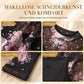2-Teiler Damen Kleid Set mit langärmligem, meshartigem und kettenbedrucktem Bodycon Midikleid und Unterkleid