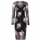 2-Teiler Damen Kleid Set mit langärmligem, meshartigem und kettenbedrucktem Bodycon Midikleid und Unterkleid