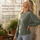 🔥 50% RABATT! Damen-Strickpullover mit Rundhals – Langarm, abfallende Schultern, Fledermausärmel & seitlicher Rüschenoptik