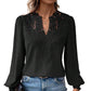 🌸 Damen Spitzen V-Ausschnitt Langarmshirt – Feminin, weich & immer passend – Jetzt 50% Rabatt!