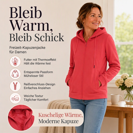 ❄️ Warm & praktisch – Kapuzenjacke mit Reißverschluss – Weicher Stoff, bequemer Schnitt & vielseitig kombinierbar