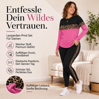 🏆 Verkaufsschlager – jetzt halber Preis! Zweiteiliges Freizeit-Set mit Leopardenmuster für Damen