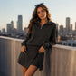 🎪 Neuheiten-Launch + 50% = doppelte Überraschung! Damen-Set mit halbem Reißverschluss-Pullover und asymmetrischem Wickel-Skort