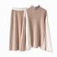 📢🎉 50% Rabatt + Gratis Versand! 🚚✨ Herbst-Winter Farbblock Strick Zweiteiler Damen – Verdickter Pullover und Rock