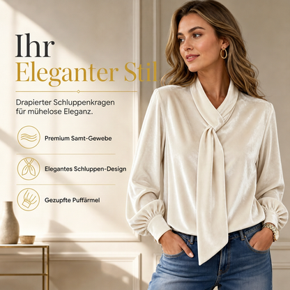 🔥Beliebtes Produkt ！✨Damen Samt Langarm-T-Shirt mit Schleifen-Design