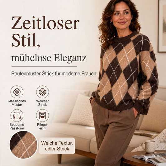 🌪️ Dieser Artikel fliegt raus – der Bestand schmilzt minütlich! Damen Retro-Strickpullover mit Argyle-Muster, gemütlich