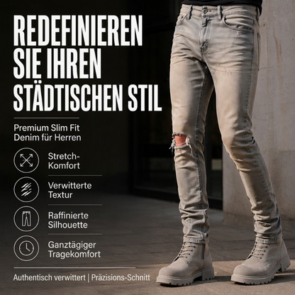 🏆 Verkaufsschlager – jetzt halber Preis! Herrenmodische, zerrissene Slim-Fit-Jeans