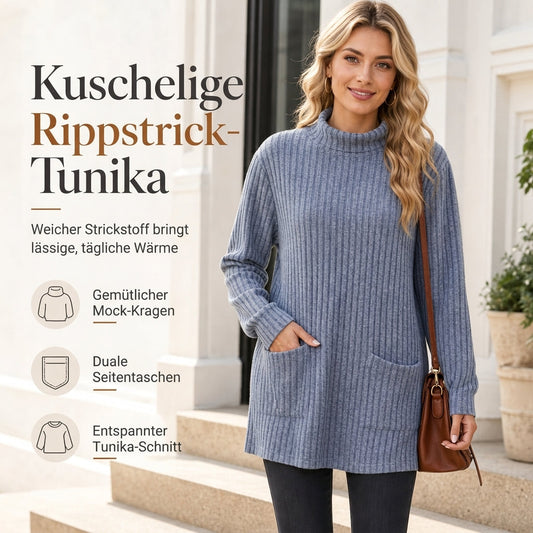 📢🎉50%Rabatt!!!🛍️✨Damen Langarmshirt mit lockerem Sitz, Mock-Neck-Kragen