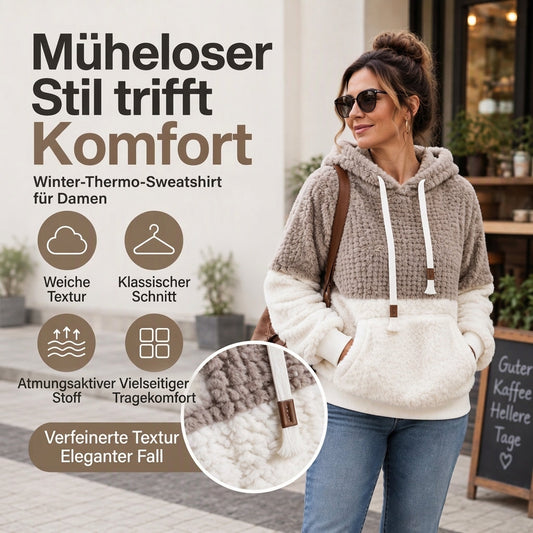 🎁Neu eingetroffen: 50% Rabatt + Gratis Versand!🎁 Damen Winter Gemütliches Thermo Kapuzen Sweatshirt