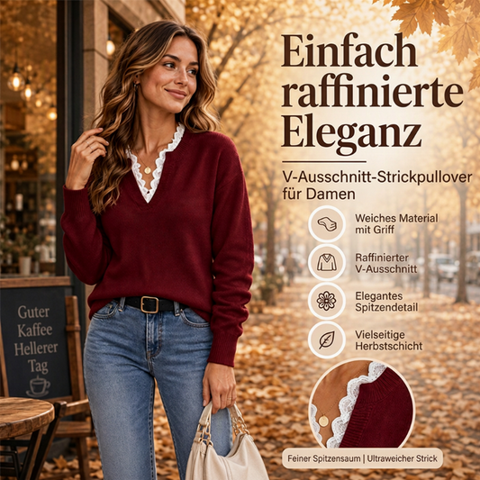 ⏰Letzte Chance! Jetzt zugreifen!⏰ Damen Rollkragen-Strickpullover mit Spitzenbesatz