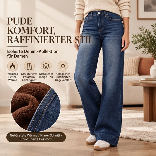 🥳Bestseller: 50% Rabatt + Gratis Versand!🥳  Damen thermische Wide-Leg-Jeans mit hohem Bund