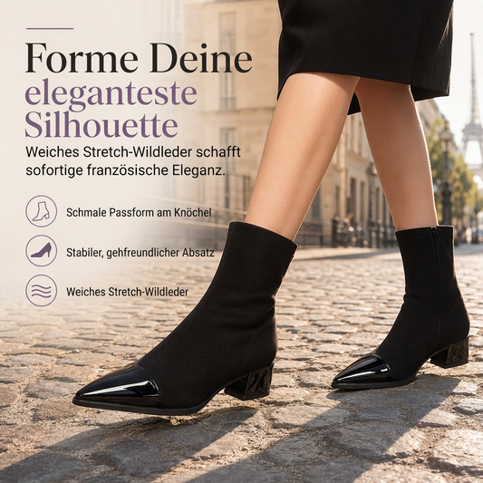 Damen-Stiefeletten im französischen Stil mit spitzer Zehenpartie, schmale Passform, elegante kurze Stiefel für Frühling und Herbst