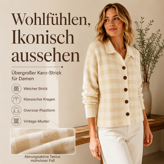 📢🎉50%Rabatt!!!🛍️✨Damen kariierter Strickpullover mit Knopfleiste