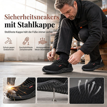 ⏰Letzte Chance! Jetzt zugreifen!⏰ Sicherheitsschuhe mit Stahlkappe für Herren – Atmungsaktive, leichte Arbeitsstiefel, durchtrittsichere Schutzschuhe