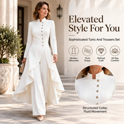 ⏰ Beliebt und bald ausverkauft!⏰Elegantes zweiteiliges Damen-Outfit: Langmantel mit weitem Bein