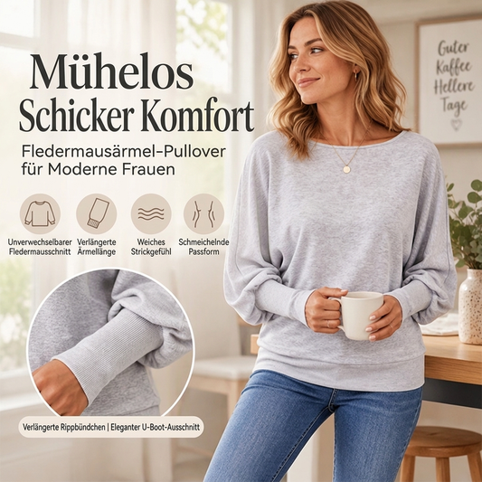 🔥 Nur heute 50 %! Damen Freizeit Pullover mit Fledermausärmeln