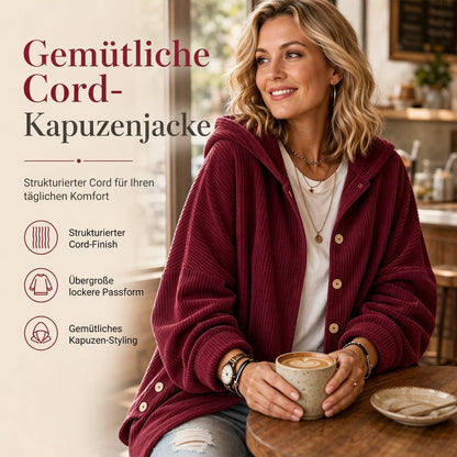🚀Neu! 50% Rabatt!🚀 Lässige, weite Kapuzenjacke aus Cord für Damen
