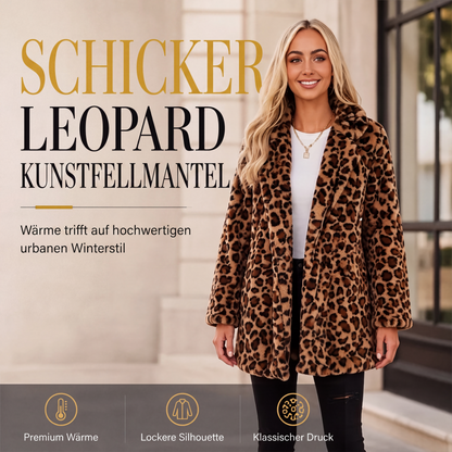 📢Kundenliebling + Gratis Versand!📢 Stilvoller Damen-Kunstfellmantel mit Leopardenmuster