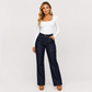 🎁Von Kunden empfohlen! 50% Rabatt!🎁 Damen Jeans mit hohem Bund, kontrastfarbiger Ziernaht und weitem Bein