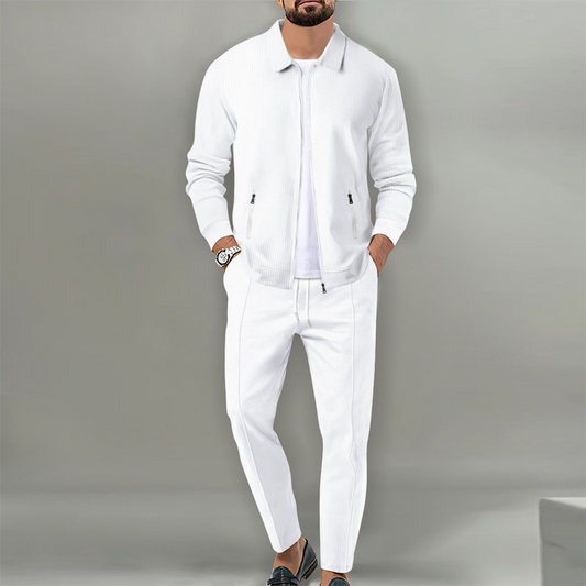 ⏰Letzte Chance: 50% Rabatt + Gratis Versand!⏰ Herren stilvolles 2-teiliges Set: Jacke mit Hemdkragen und Jogginghose