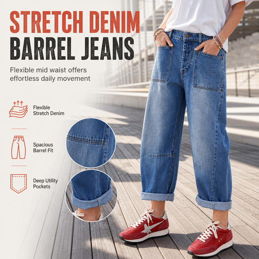 🔥Kundenfavorit!🔥 Damen Stretchjeans in Übergröße, mittlere Taille, verkürzte Hosen, Denimhosen mit schmalem Knöchelbund und gesteppten aufgesetzten Taschen