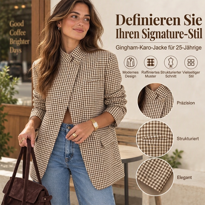 🌊Winter-Sale: Gratis Versand!🌊 Schicke braune Jacke mit kleinem Karomuster für Damen