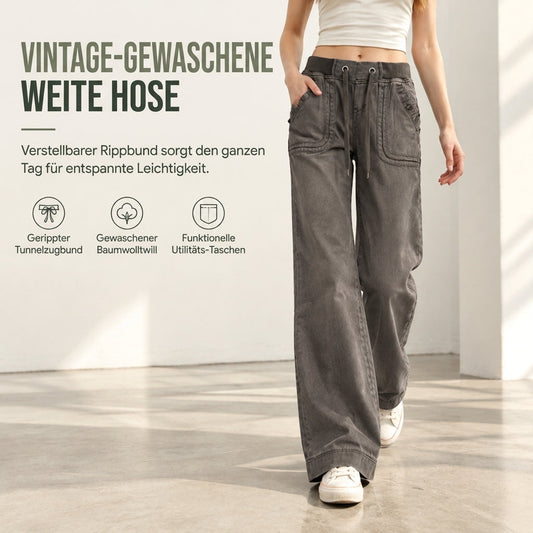 🥳Alles im Sale! Schnell sein!🥳American Vintage Low Rise Slight Flare Jeans mit geripptem Patchwork-Kordelzugbund und distressed Taschen