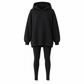Lässiges Damen-Sportanzug-Set mit Kapuzen-Sweatshirt und Sweathose mit Schlitzsaum