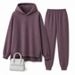 Lässiges Damen-Sportanzug-Set mit Kapuzen-Sweatshirt und Sweathose mit Schlitzsaum