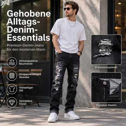 ⏰Jetzt oder nie!⏰ Herren zerrissene, schmale, used-out Denim-Jeans
