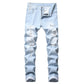 ⏰Jetzt oder nie!⏰ Herren zerrissene, schmale, used-out Denim-Jeans