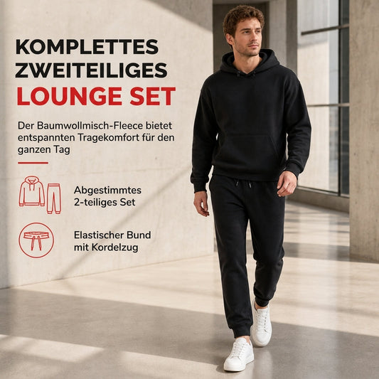 🌊Winter-Sale: 50% Rabatt + Gratis Versand!🌊  Herren-Loose-Fit-Sweatshirt mit Buchstabendruck und langer Hose, Trainingsanzug-Set