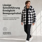 🔥 50% RABATT🔥 Flauschiger, karierter Herren-Kapuzenmantel mit Reißverschluss & zwei Brusttaschen mit Klappe