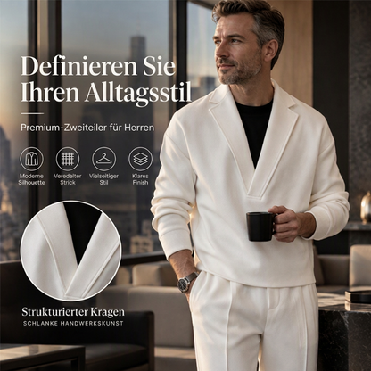 🥳Jetzt bestellen – Versand gratis!🥳 Herren-Twill-Pyjama Set mit Reverskragen und Hose