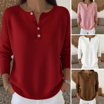 🥳Wiederkäufer-Rate über 90%!🥳 Damen Strickpullover mit Henley-Kragen