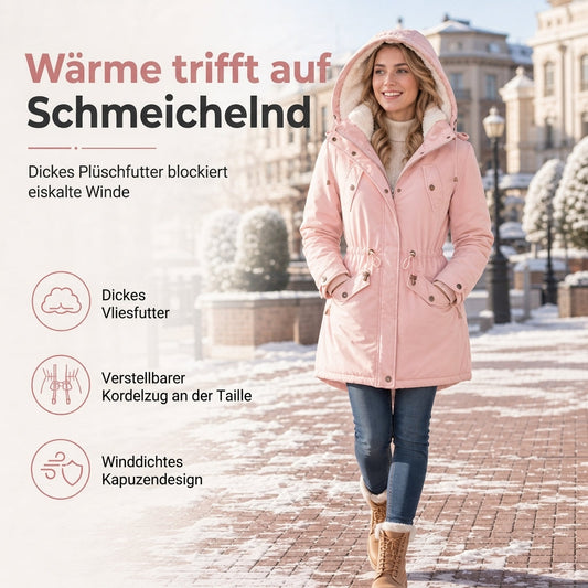 💥Jetzt stark nachgefragt! Nur wenig übrig!💥 Winterliche wattierte Damenjacke mit Kapuze und Fleecefutter