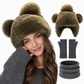 📢Letzter Tag!📢 Damen Vintage-Leopardenmütze mit Plüschbärenohren, mongolische Mütze, dicke warme Winter-Ohrenschutz-Beanie