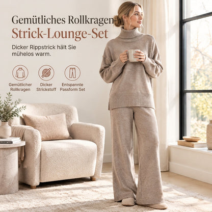 🔥Heiß begehrt: 50% Rabatt + Gratis Versand!🔥 Zweiteiliges Damen-Set aus lockerer Rollkragenpullover und Strickhose - Locker, dick, warm für Herbst und Winter