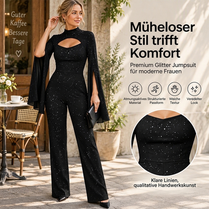 🎁Von Kunden empfohlen! 50% Rabatt!🎁 Damen funkelnder Glitzer-Cape-Ärmel-Jumpsuit