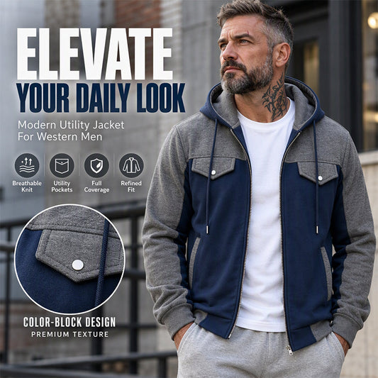 🧥Lässig & vielseitig, ideal für den Alltag – Herren Kapuzenjacke mit Farbblock-Muster und Reißverschluss ✨