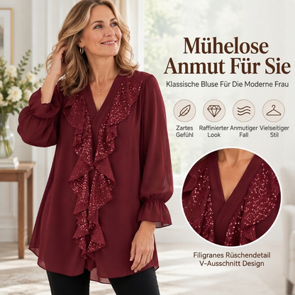 📢Kundenliebling! Jetzt kaufen!📢 Damen V-Ausschnitt Pailletten-Chiffonbluse