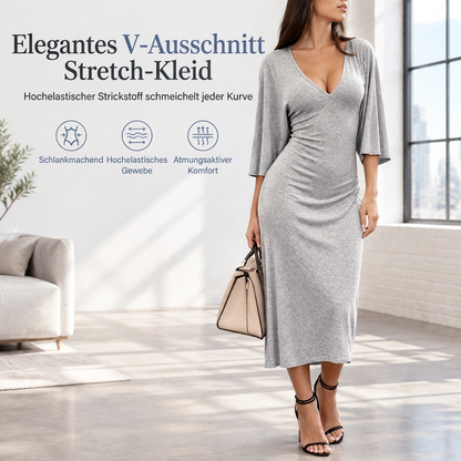 🔥Trending! 50% Rabatt!🔥 Elegantes, sexy Bodycon-Kleid mit V-Ausschnitt und ausgestellten Halbärmeln für Damen, ideal für Herbst und Winter