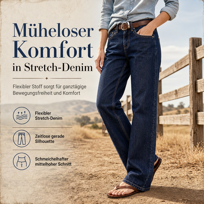 🚀Viral gegangen!🚀 Damen klassische, gerade geschnittene, dehnbare Jeans
