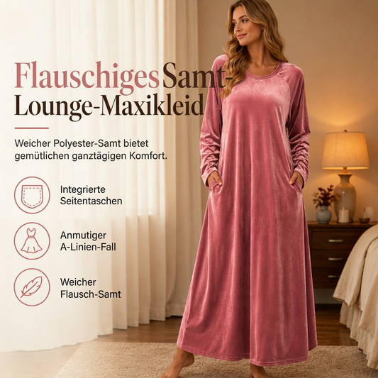 ⏰Beliebt und bald ausverkauft!⏰ Freizeitkleid aus Samt mit Rundhalsausschnitt und Taschen für Damen
