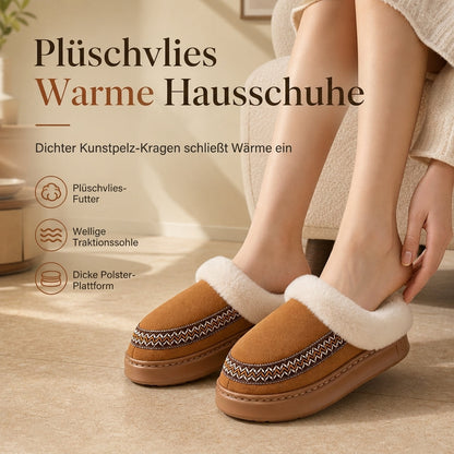 🥳Alles im Sale! Schnell sein!🥳 Warme, verdickte Hausschuhe für Damen mit rutschfester Sohle und Spitzenbesatz für den Innenbereich