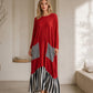 🥳Über 50.000 verkauft! 50% Rabatt!🥳 Damen Maxikleid mit Streifen-Patchwork und langen Ärmeln