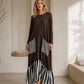🥳Über 50.000 verkauft! 50% Rabatt!🥳 Damen Maxikleid mit Streifen-Patchwork und langen Ärmeln