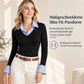 📢50% Rabatt!📢 Damen Streifenimitat Zweiteiler Langarm Strickpullover Preppy-Stil Schmaler Passform Pullover-Oberteil