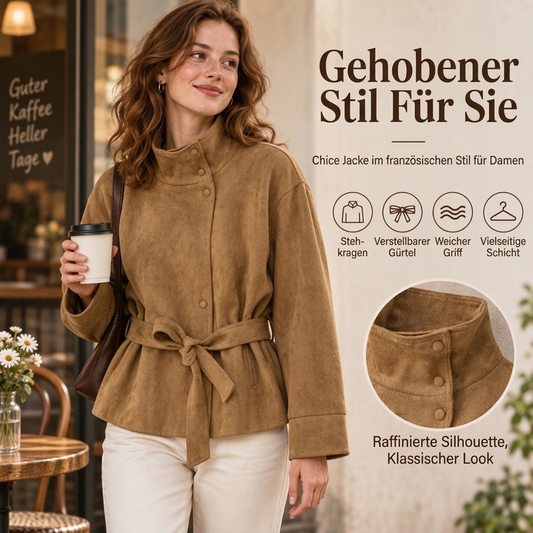 🎁Neu eingetroffen: 50% Rabatt + Gratis Versand!🎁 Eleganter Damenjacken mit Stehkragen und Gürtel