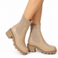 🔥Kundenfavorit!🔥 Freizeit-Stiefeletten für Damen mit niedlichem Absatz, quadratischer Zehenpartie, klobigem Absatz und sockenartigem Knöchelschuh-Design
